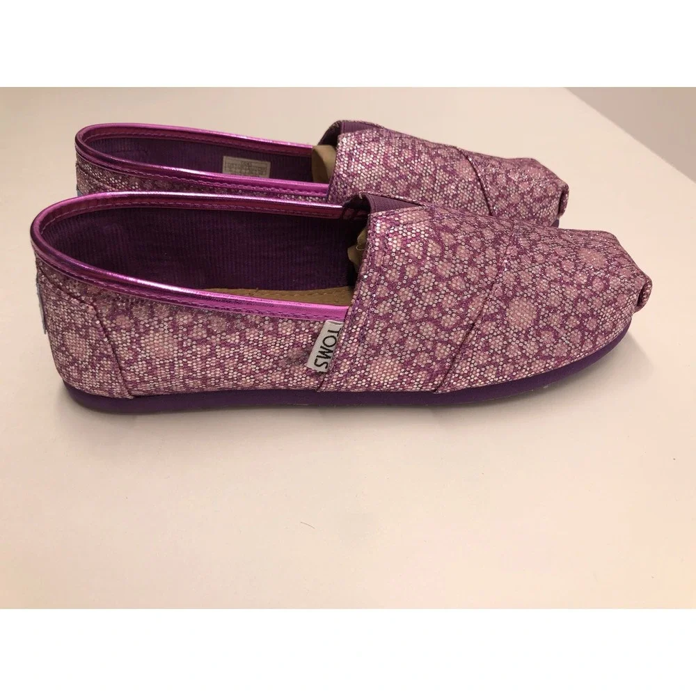 TOMS‎ Women's Pink Moroccan Glitter Slip On Shoes Size Y3